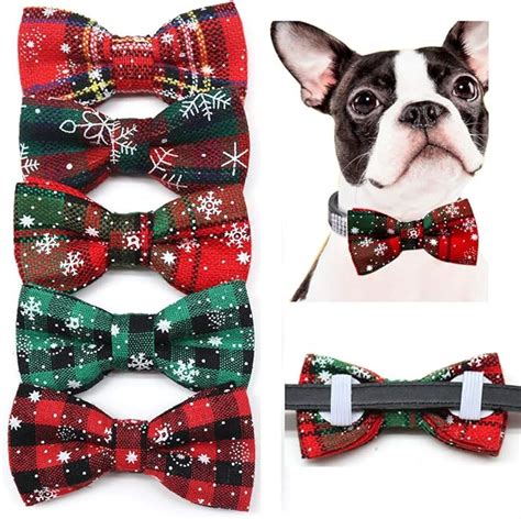 Christmas Dog Collar Attachment Bows Cotton Slide Dog