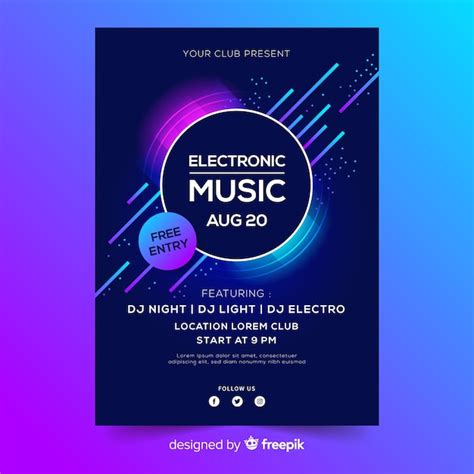 Free Vector | Electronic music festival poster template