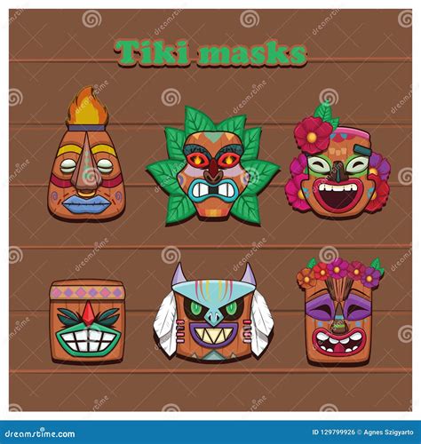 Tiki Masks And Wooden Totems Showcases The Traditional Hawaiian And Polynesian Art Style White