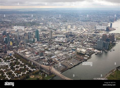 Helicopter Aerial View Of Brooklyn New York City Usa Stock Photo Alamy