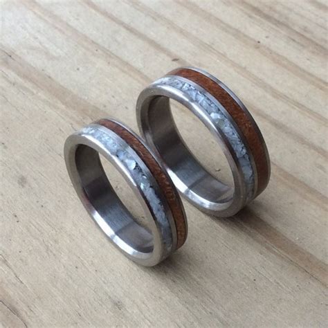 Titanium Wedding Band Set Thin Blue Line Rings His And Etsy