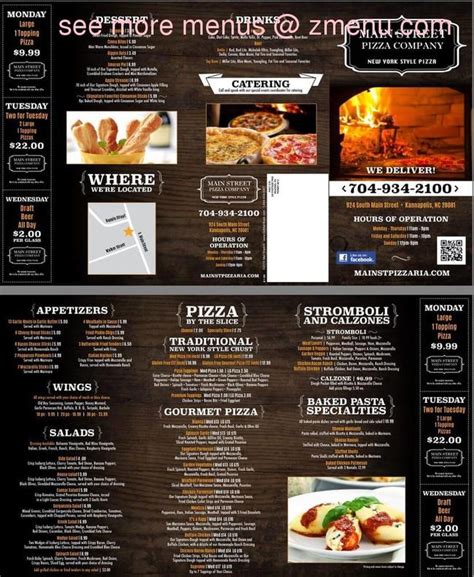 Online Menu of Main Street Pizza Company Restaurant, Kannapolis, North ...