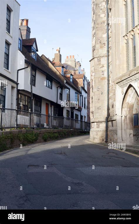 Medieval Houses And St Clement S Church West Door Croft Road Hastings East Sussex Uk Stock