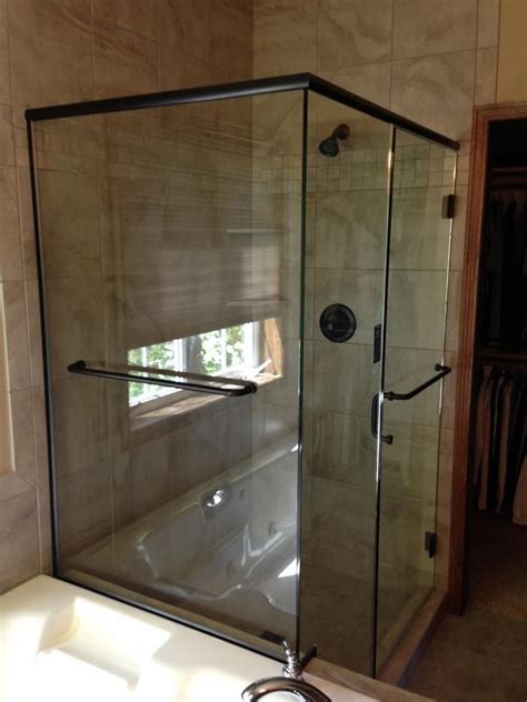 90 Degree Enclosure W Notched Glass Over Tub Glass Shower Enclosures Glass Shower Doors