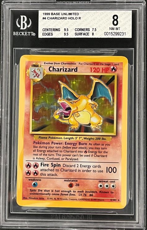 Base Set Original Charizard Holo Pokemon Card Holo Bgs Mint