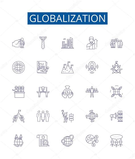 Conjunto de signos de iconos de línea de globalización Diseño