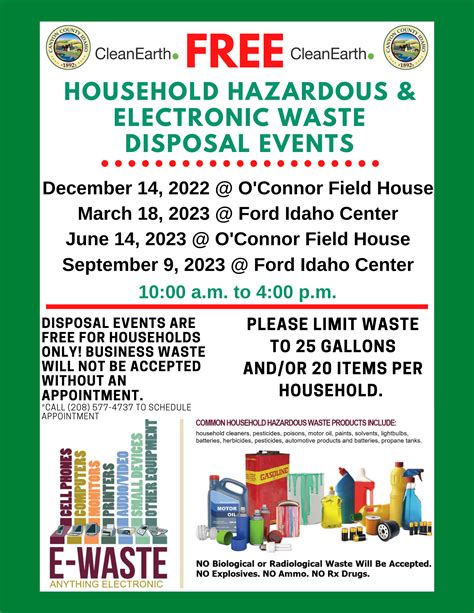 Calendar • Free Household Hazardous And Electronic Waste Dispo