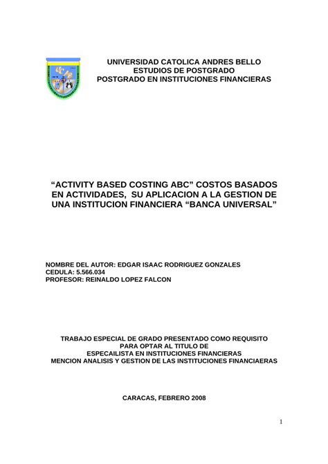 Pdf Tesis Costos Basados En Actividades Ucabbiblioteca Ucab Edu Ve