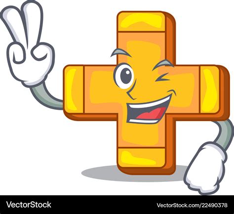 Two Finger Cartoon Plus Sign Logo Concept Health Vector Image