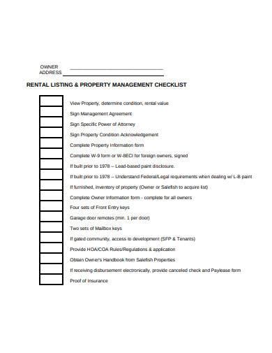 Free 10 Property Management Checklist Samples In Pdf