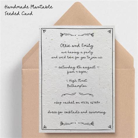 Handwritten Style Invitations Plain Or Plantable Card By Lunella