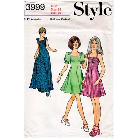 1970s Boho Sun Dress Pattern With Shirred Bodice Style 3999 Etsy Sundress Pattern Dress