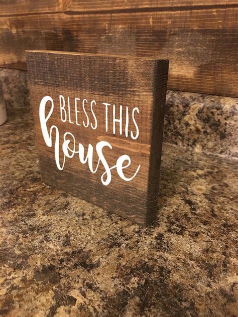 Bless This House Wood Sign Mini Wooden Sign Stained Rustic Etsy