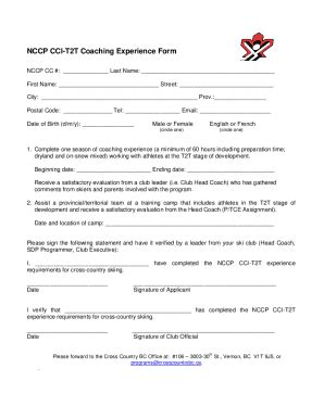 Fillable Online NCCP CCI Advanced Experience Form Fax Email Print