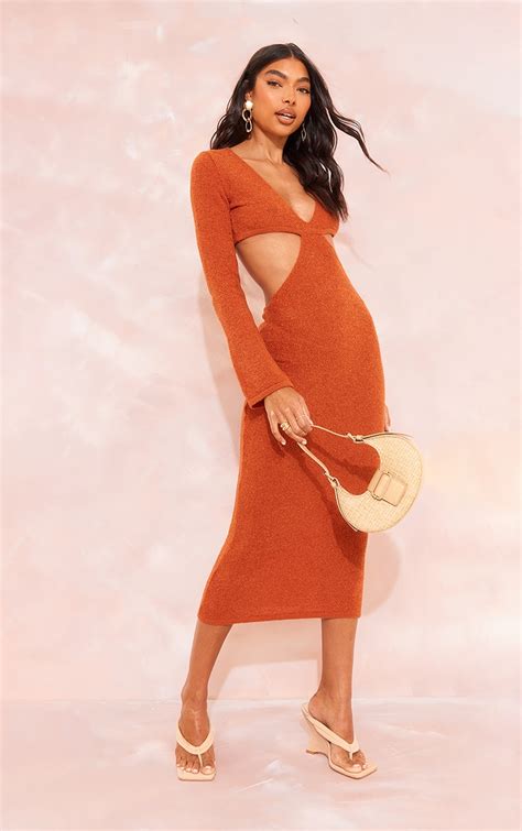 Cut Out Knit Dress Prettylittlething Usa