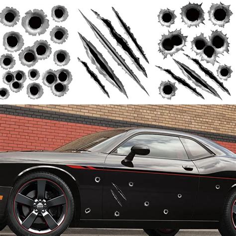 Buy 1pc 23x29cm Funny 3d Bullet Hole Car Stickers Car