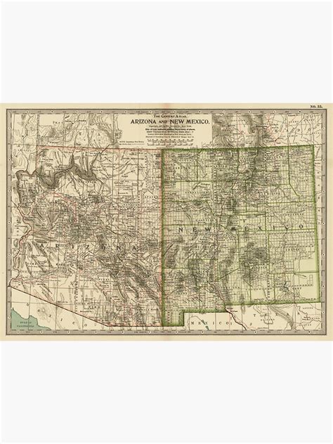 Vintage Map Of Arizona And New Mexico 1899 Sticker By BravuraMedia