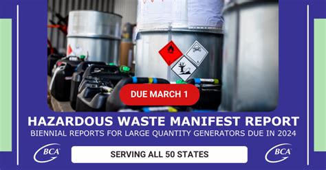 Hazardous Waste Manifest Reports Due March 1st Bca Consultants