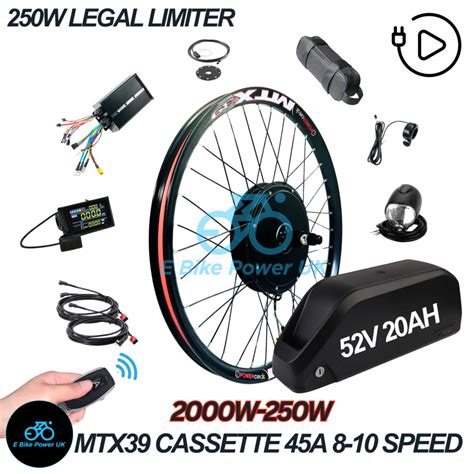 2000w E Bike Conversion Kit Samsung 52v 20ah Battery Colour Display Original Mtx39 Rim Rear