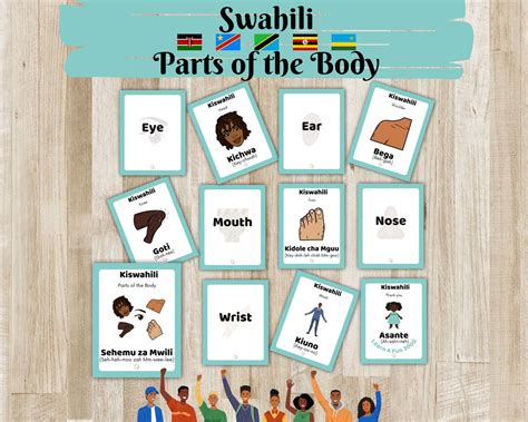 Swahili Parts Of The Body Flashcards 40 Digital African Etsy