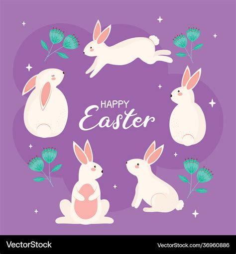 Happy Easter Poster Royalty Free Vector Image Vectorstock