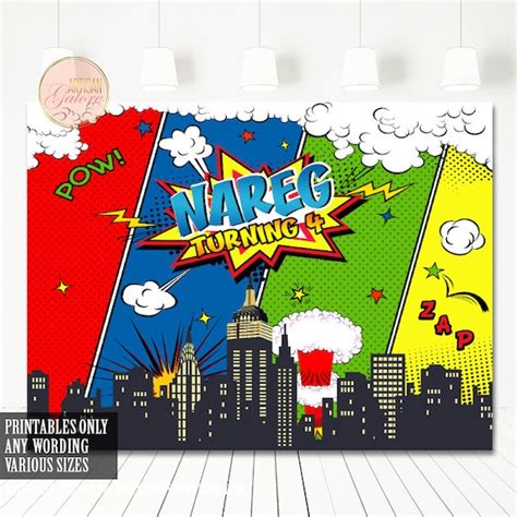 Superhero Backdrop Superheroes Birthday Backdrop Boy Superheroes