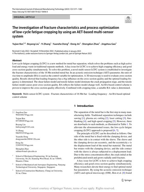 The Investigation Of Fracture Characteristics And Process Optimization