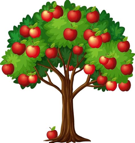Apple Tree, Red Apple, Cartoon Background, White Background, Photo Cake ...