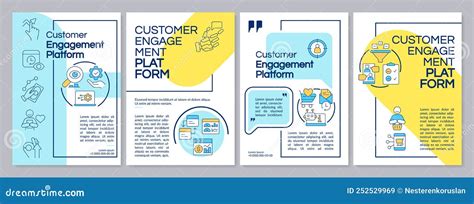 Customer Engagement Platform Blue And Yellow Brochure Template Stock Vector Illustration Of