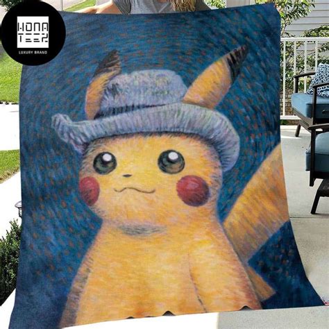 The Van Gogh Pikachu Pikachu With Grey Felt Hat Fan Ts Queen Bedding