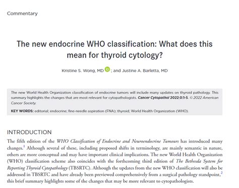 Overview Of The Who Classification Of Thyroid Off