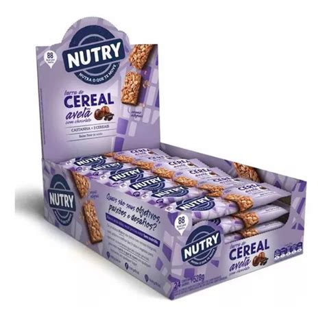 Barra De Cereal Nutry 1cx 24 Un Sabor Avelã Chocolate Escorrega