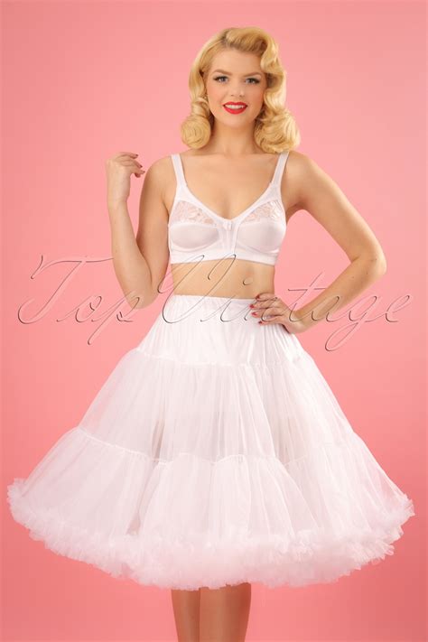 50s Retro Petticoat Luxurious Chiffon White