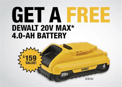 Hot Deal Free Dewalt Battery With 300 Purchase Tool