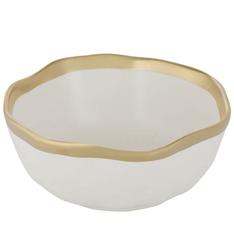 White Porcelain Soup Bowl With Golden Line In The Middle Alsaifgallery