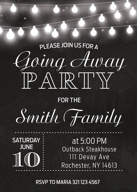 Going Away Party Invitations Farewell Invite Chalkboard Etsy