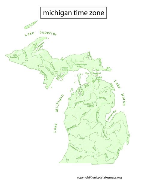 Michigan Time Zone Map | Time Zone Map of Michigan