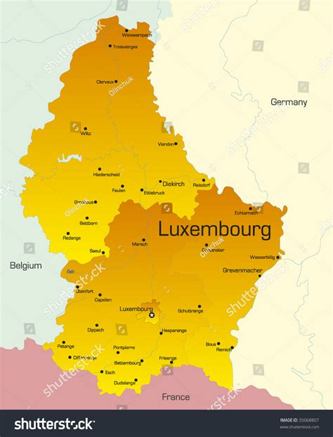 Vector Color Map Of Luxembourg Country Shutterstock