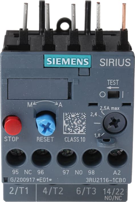 3RU2116 1CB0 Siemens Siemens 3RU Overload Relay 1NO 1NC 1 8 2 5