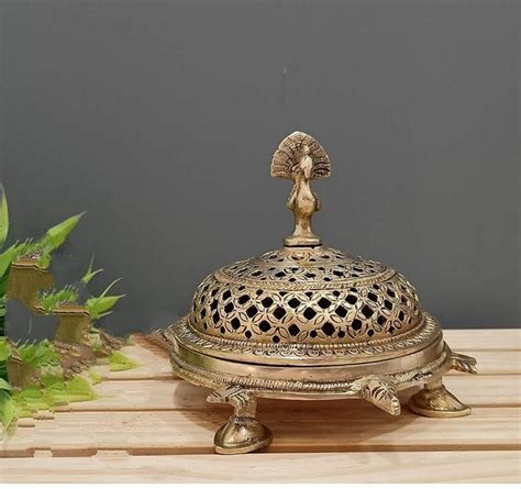 Brass Incense Holder Frankincense Burner Brass Dhoop Box Home Etsy