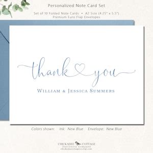 Personalized Family Thank You Cards, Set of 10 Folded Thank You Notes ...