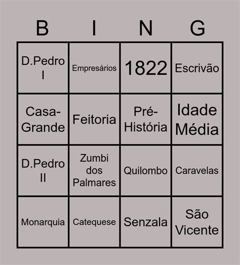 Bingo De Hist Ria Bingo Card