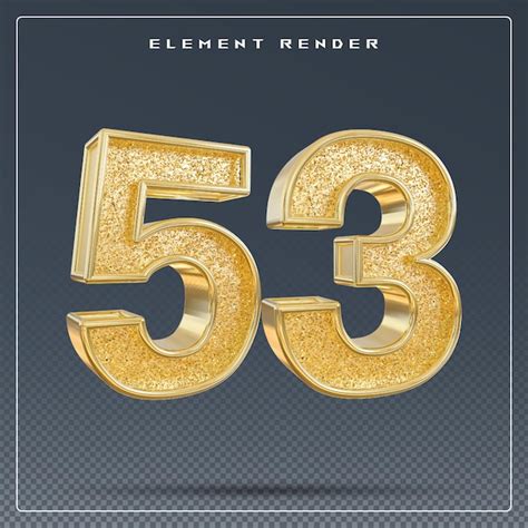 Premium Psd 53 Number Gold 3d Render