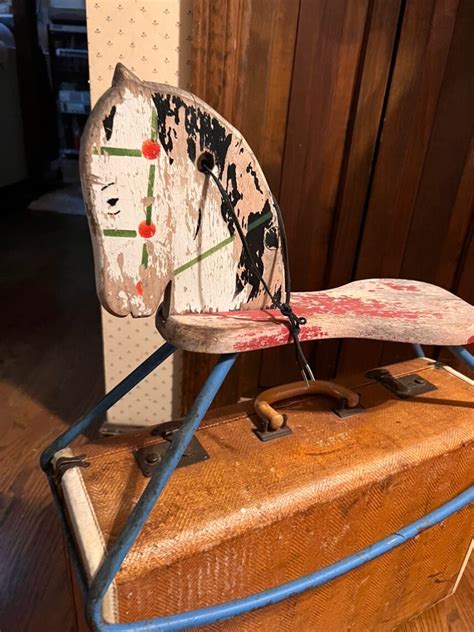Vintage 50s Wooden Child Toddler Rocking Horse Etsy