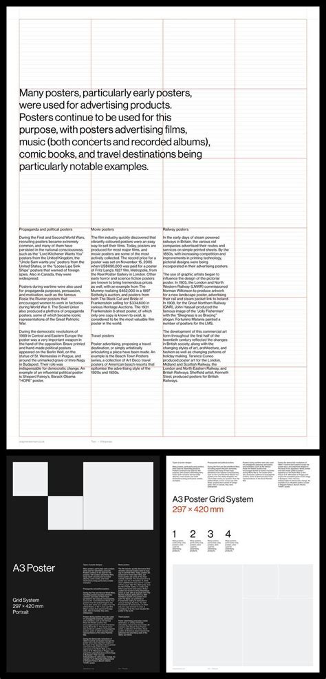 Swiss Style Poster Grid System For Adobe Indesign A3 Modernist