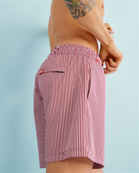 HAMABE Volley Swimsuit With Mesh Lining Red Stripes Bikini Village