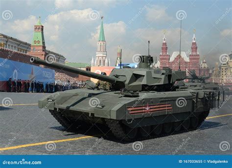 Russian T 14 Armata Battle Tank On A Heavy Tracked Platform At The