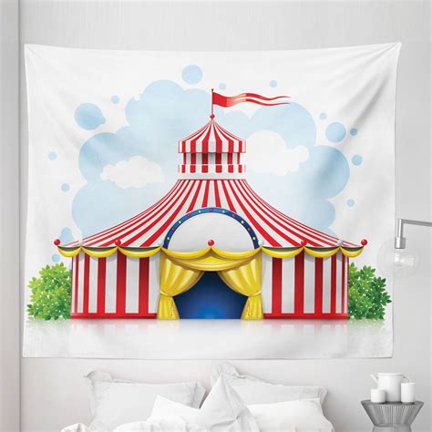 Circus Tapestry Striped Strolling Marquee Tent Flag Art Holiday