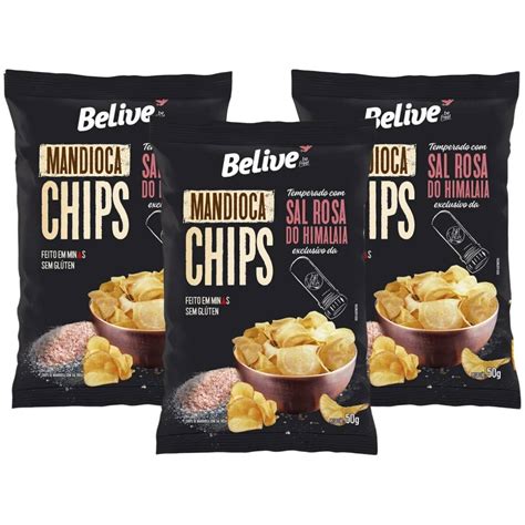 Kit C 3 Belive Chips De Mandioca Sal Do Himalaia 50g LOJA ALL NATURAL