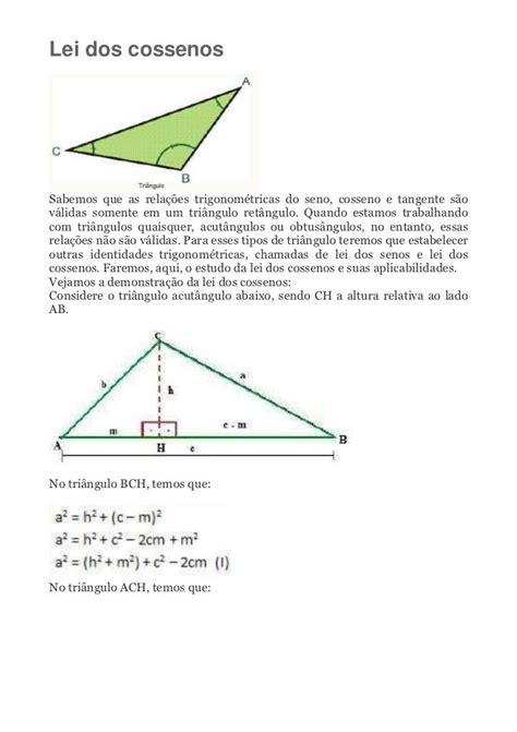 Trigonometria Exercicios Resolvidos Lei Dos Cossenos